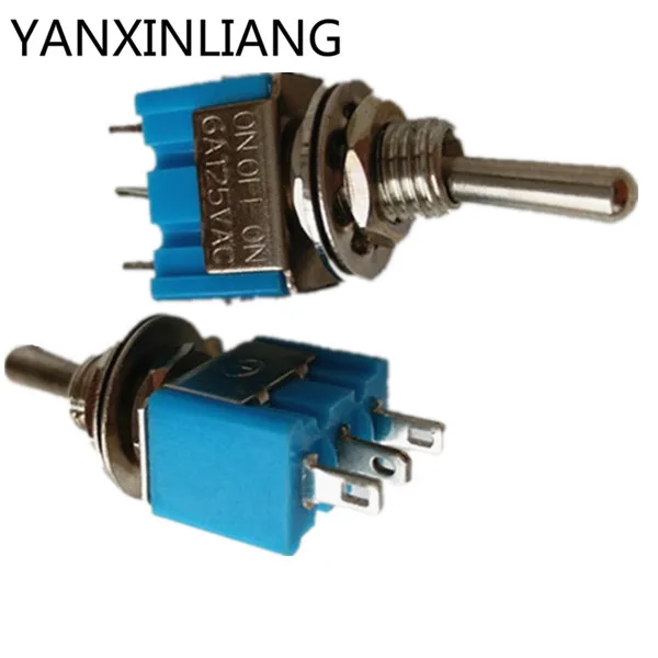 

10Pcs MTS-103 3-Pin ON-OFF-ON 6A 125V 3A250VAC Mini Blue Toggle Switches