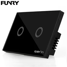 Wall Light Switch Smart Switch Remote Control/Touch Luxury Glass Switch 110-240V 433MHz Led Light Switch ST1-US Standard 2Gang