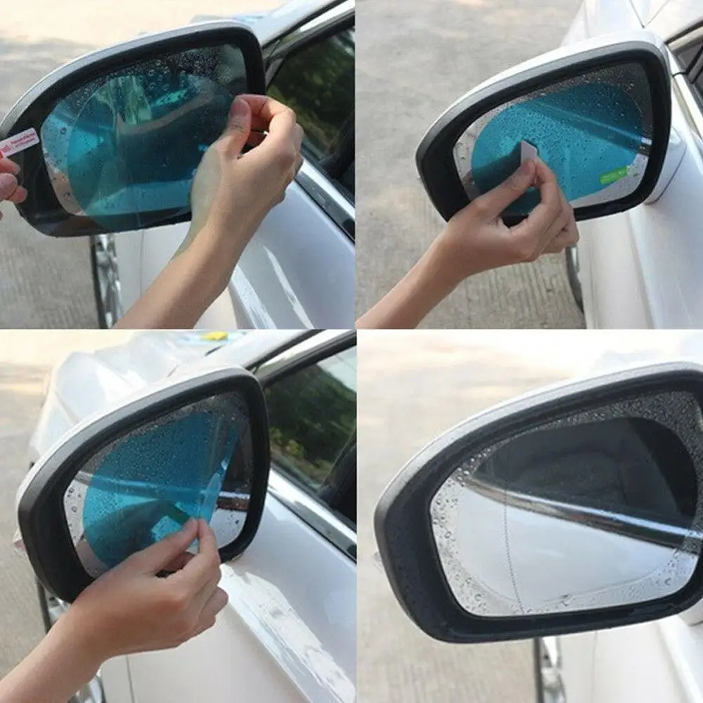 

2Pcs Oval Car Anti Fog Rainproof Rearview Mirror Glass Protective Film 10x14.5CM