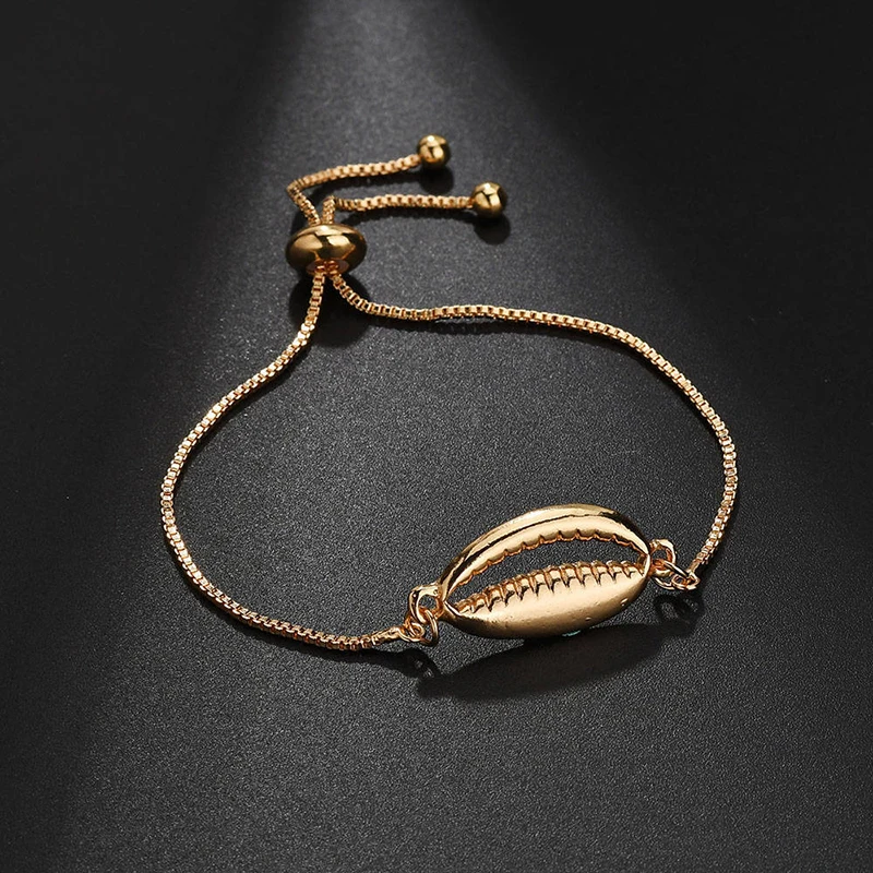 

New Fashion Adjustable Link Chain Bracelet Women Girls Minimalist Summer Casual Jewelry Seashell Braslet Valentines Day Gift