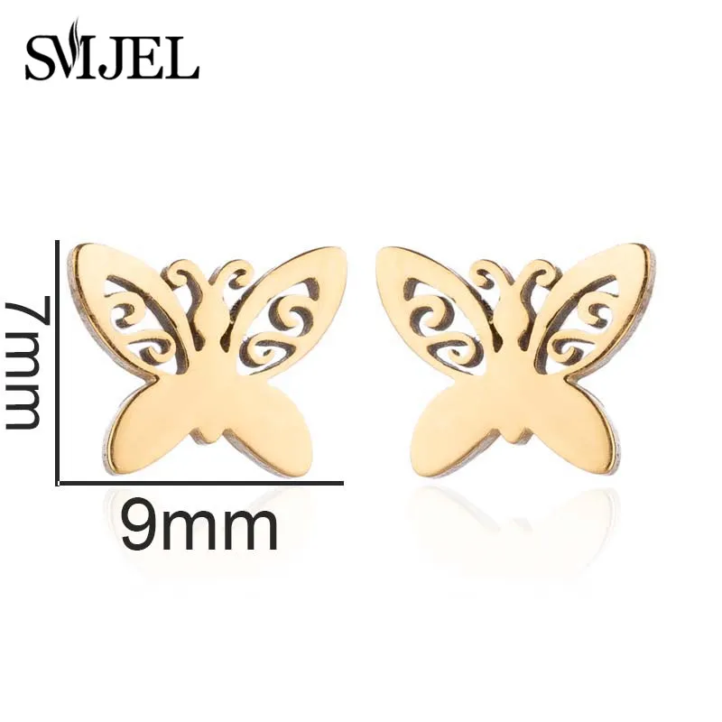 Женские серьги бабочки SMJEL из нержавеющей стали с милыми животными лисы кошки