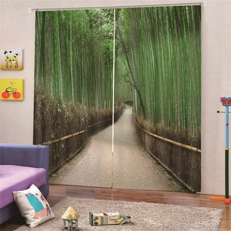 

3D Digital Print bamboos Modern curtain with jacquard organza fabric for living room Bedroom window Home Decor Draps AP23