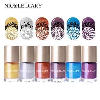 

NICOLE DIARY Stamping Polish Water Based Pearl Series Nail Art varnish Varnish Polish 9ml 6 Colors