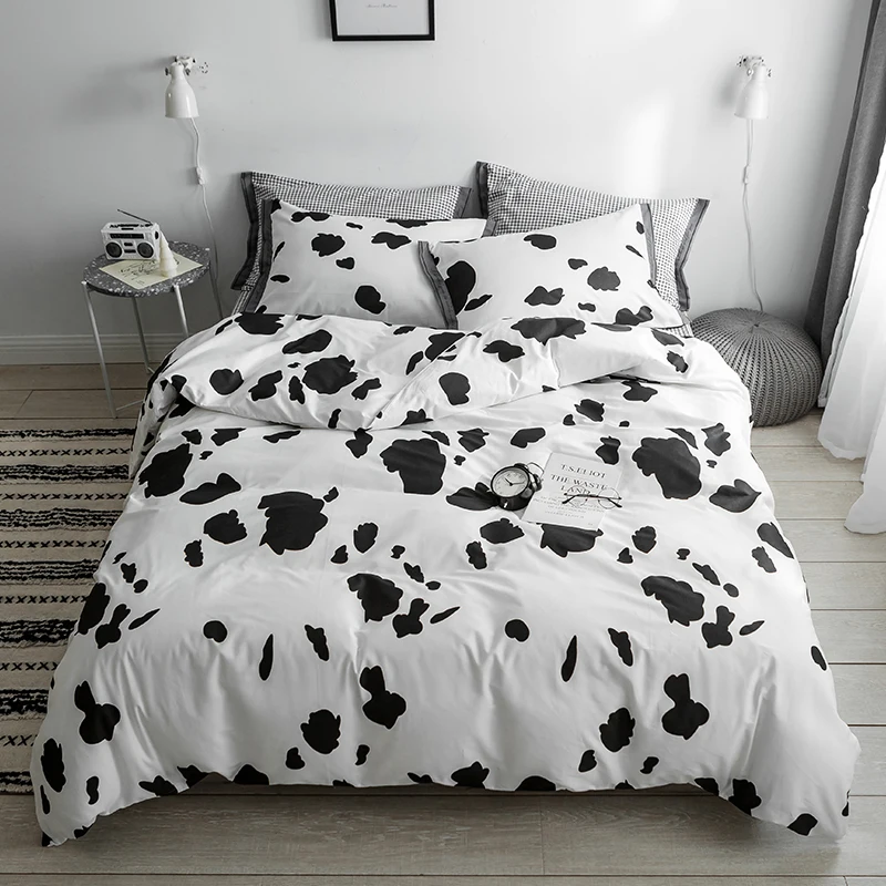 

Black And White Style Bedding Set Queen King Size Bed Set Luxury Cotton Toffee Duvet Cover Set Bed Sheet 3 styles