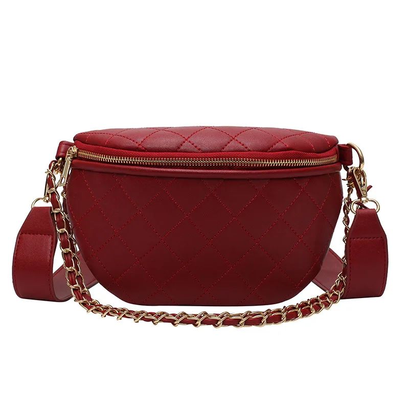 

Fashion Women Messenger Bag Belt Bags for Ladies Casual Waist Bag Funny Pack Shell PU Leather Shoulder Chain Crossbody Bags