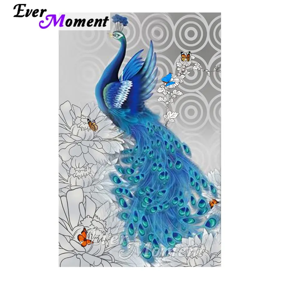 

Ever Moment Diamond Embroidery Peacock Dancing Handmade Diamond Painting Home Decoration Picture Mosaic Rhinestone S2F113