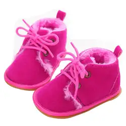 2017 г. обувь для новорожденных мальчиков и девочек на шнуровке с милым однотонным рисунком, обувь для малышей, осенняя теплая зимняя обувь