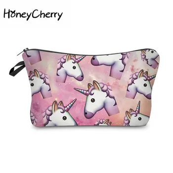 

Unicorn 3d Printing Euro-american Zipper Cosmetic Bag Handbag Lady Receives Washing Bag, Makeup Bag
