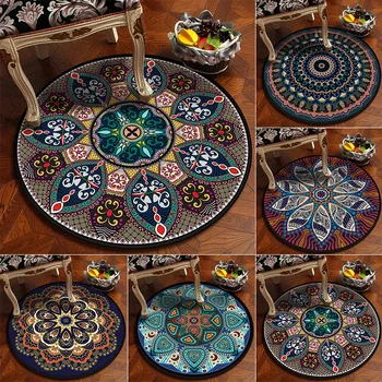 

Persian Ethnic Mandala Flowers European Floral Round Carpet Living Room Parlor Bedroom Decorative Area Rug Desk Chair Door Mat