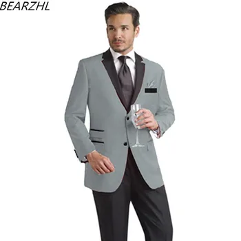 

weddding suits dinner groom tuxedos for men suit gray slim fit 2020 formal wear