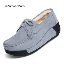 Plardin/Новинка; зимняя женская обувь на плоской платформе; обувь из натуральной кожи с бахромой и хлопковой подкладкой; женская обувь на плоской резиновой подошве; мокасины; Туфли-оксфорды