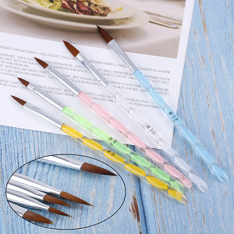 5Pcs Nail Art Brush Tools Set Acrylic UV Gel  Painting Drawing Brushes Cuticle Pusher Tool Colorful Crystal Pen