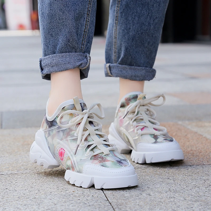 

Fashion Multi Women Shoes Breathable Lace-up White Women's Vulcanized shoes Ladies Sneakers zapatillas mujer 112w
