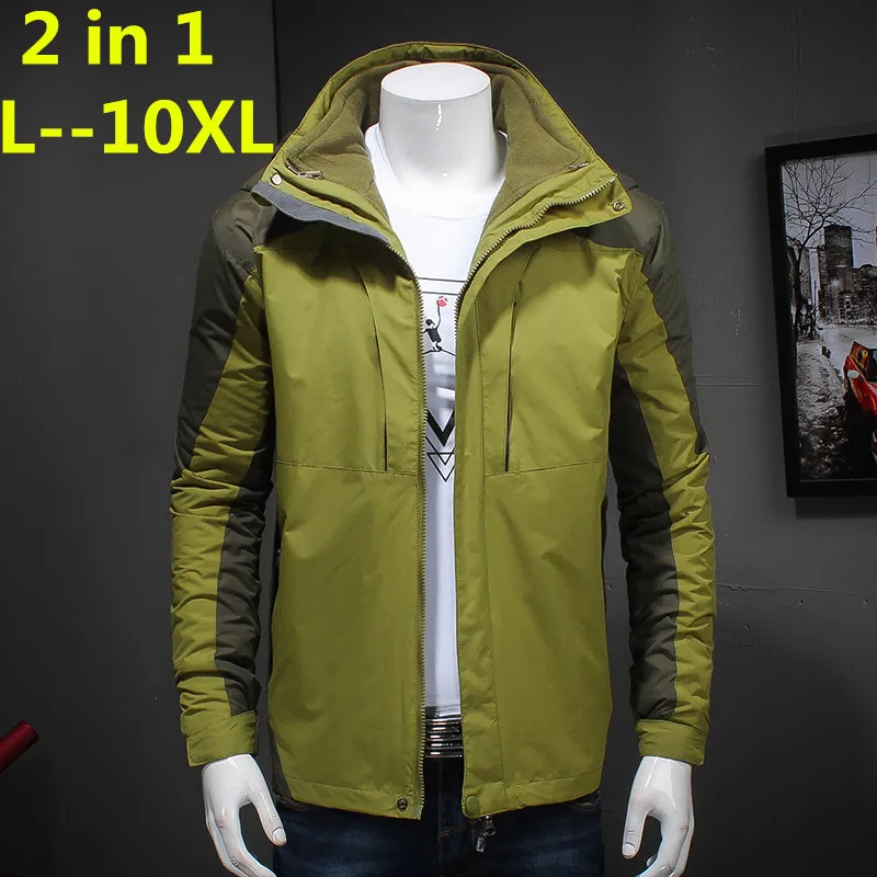 Plus 10XL 8XL 6XL Merk Kleding 2018 Nieuwe Stijl Winter Jurk Mannen Windjack Jassen 3 in 1 Liner en Hoed Afneembare Plus 10XL 8XL 6XL Merk Kleding 2018 Nieuwe Stijl Winter Jurk Mannen Windjack Jassen 3 in 1 Liner en Hoed Afneembare