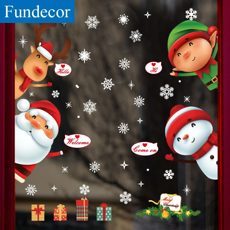[Fundecor] Diy Merry Christmas Cute Christmas Wall Stickers Children