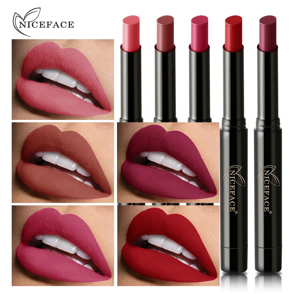 NICEFACE Matte Lipstick for Lips Waterproof Long Lasting Nourishing Lipstick Tint Nude Cosmetics Lipstic Makeup Set