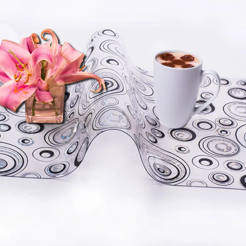  HAZY PVC Tablecloth Waterproof Rectangle Table Cover Transparent with Kitchen Pattern Oil Table Clo