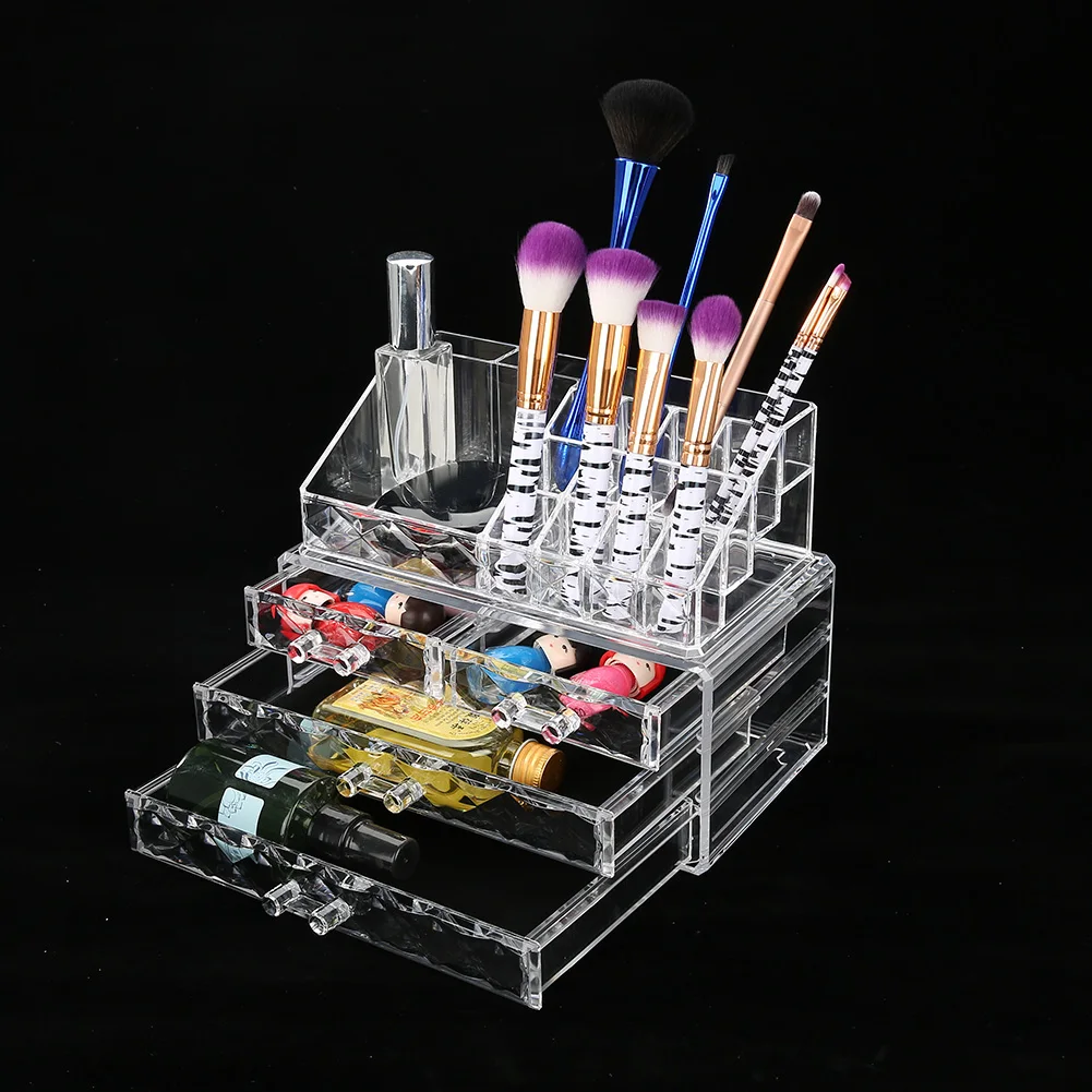 

Double Layer Makeup Organizer Plastic Box Multi-Use Drawer Box Jewelry Cosmetic Storage Box Home Small Items Jewelry Box Case