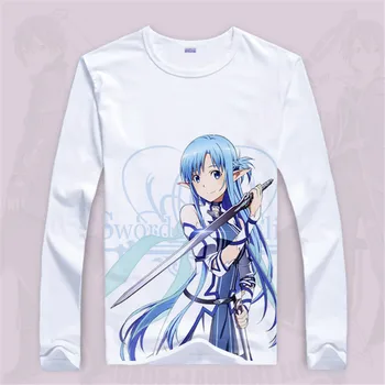 

New Cosplay Japanese Anime T-shirt Long Sleeve For Men Spring Autumn Tee Shirt Men Cotton Fashion Tshirt Men Sword Art Online