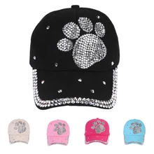 Повседневная летняя Женская милая бейсбольная кепка со стразами с принтом лап сливы, бейсбольная кепка Harajuku