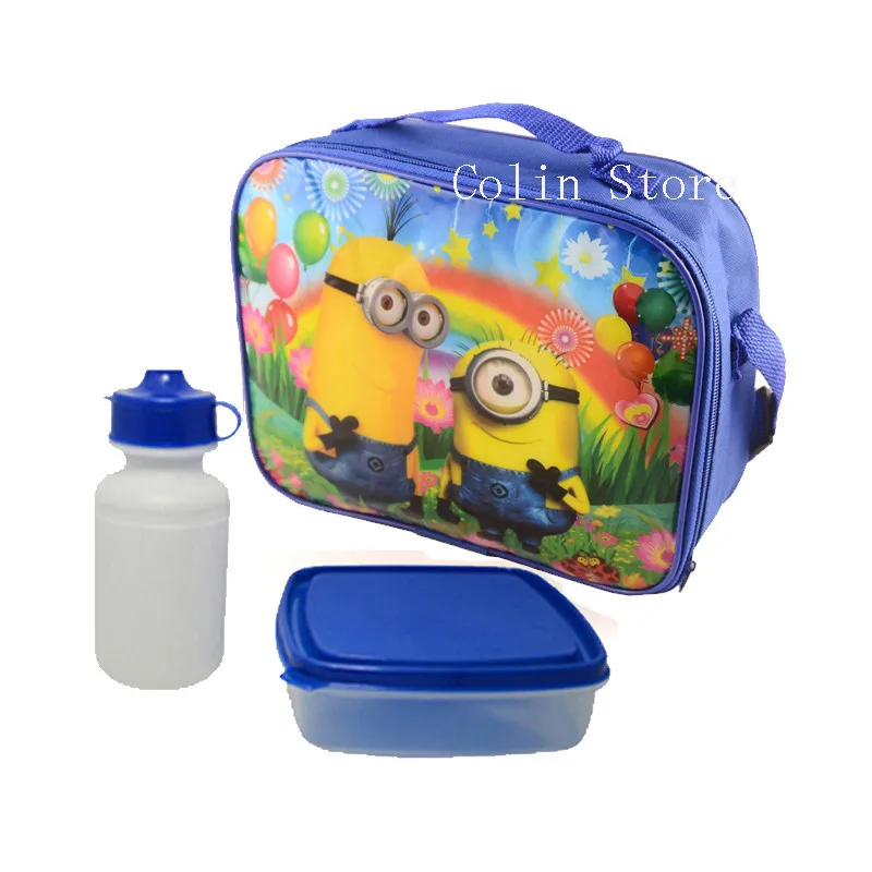 minion bags Cartoon kids lunch bag cooler thermal bag insulated lunch box  bag for kids boys with box& bottle back to school - AliExpress