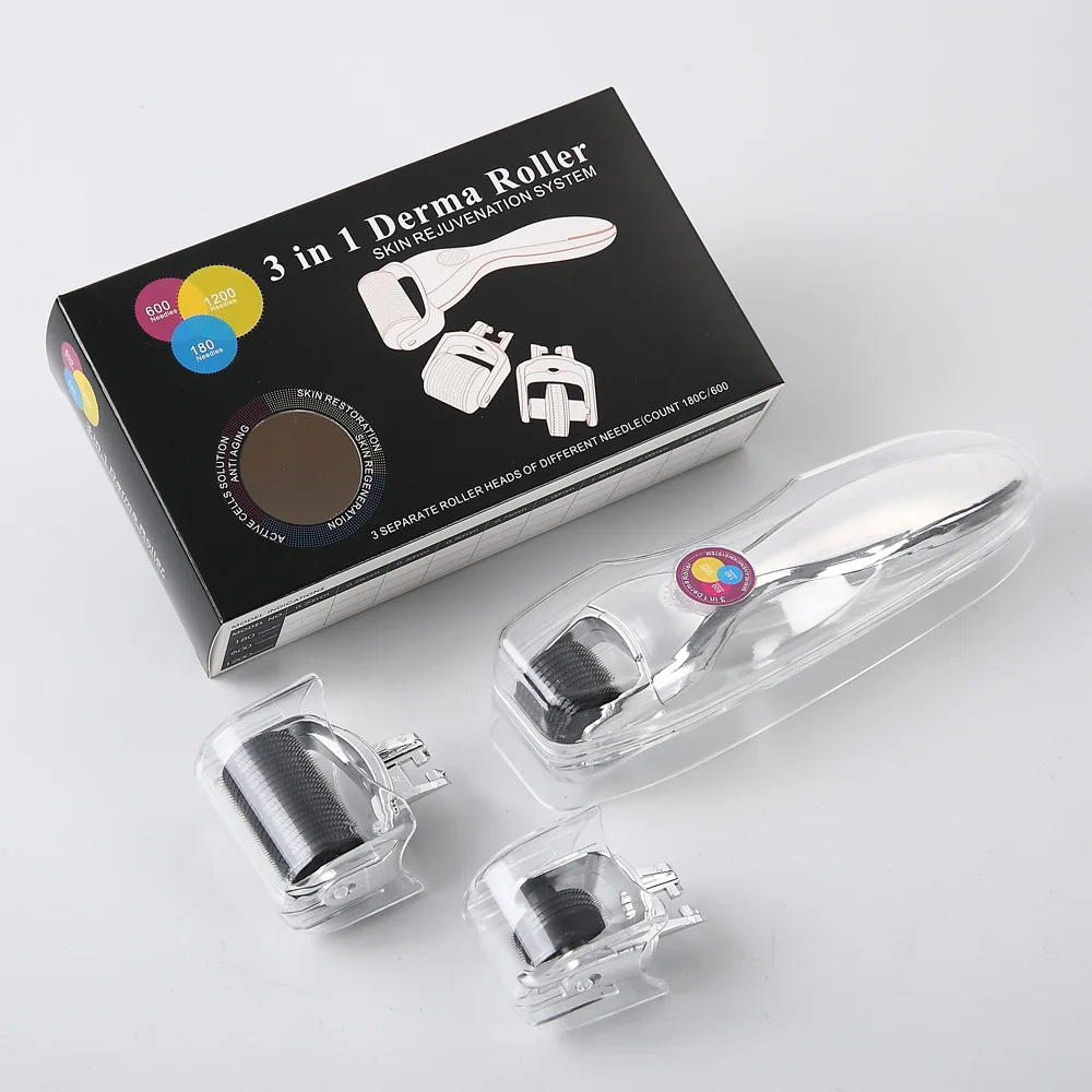 0 25 мм серебро DRS 1200 + 600 300 иглы микро Дерма ролик Титан mezoroller микроиглы dr ручка