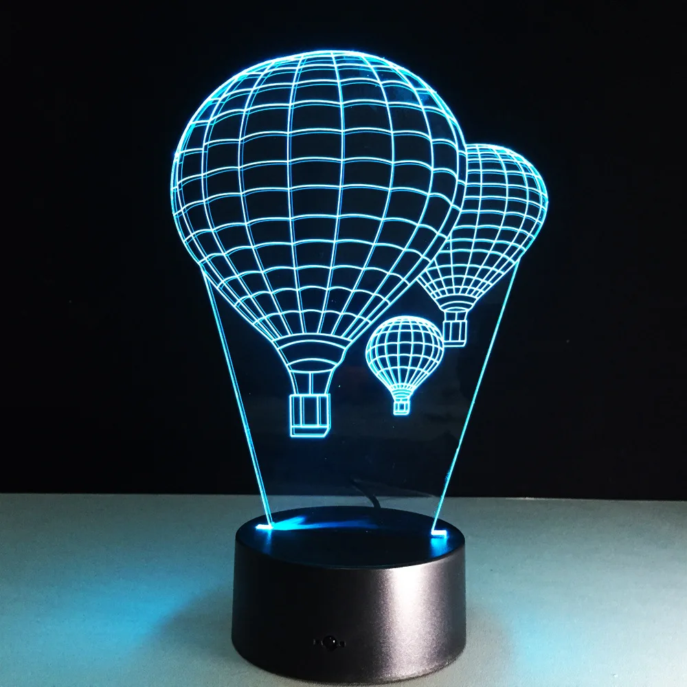 3D Hot Air Balloon Night Light Acrylic Stereo Vision Desk Lamp LED