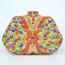 Цветная яркая ручная Сумочка с кристаллами, роскошный клатч со стразами, разноцветная вечерняя сумка трапециевидной формы, свадебная ручная работа, женская сумка, 256