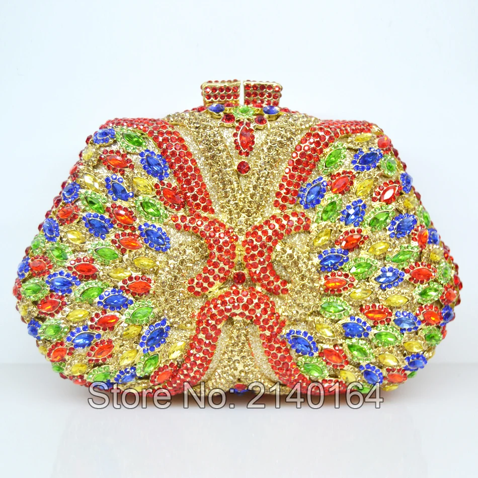Colorful crystal Clutch bag luxury diamond clutch Multi Color evening bag trapezoid shape