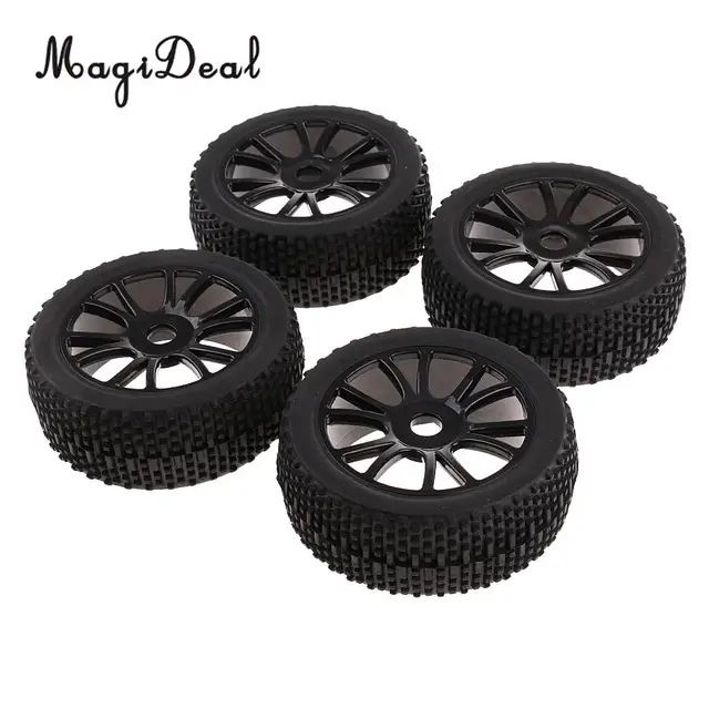 Best Offers MagiDeal Rubber 4 Pieces 17mm Hub Wheel Rim Tires 1:8 Off-Road RC Car Buggy Tyre for 1/8 HSP HPI Truck