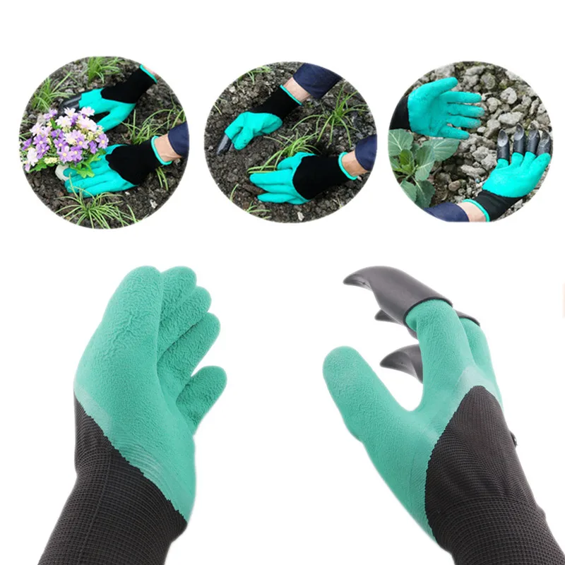 2 pair/lot rubber garden gloves safety gardening gloves for soil flip