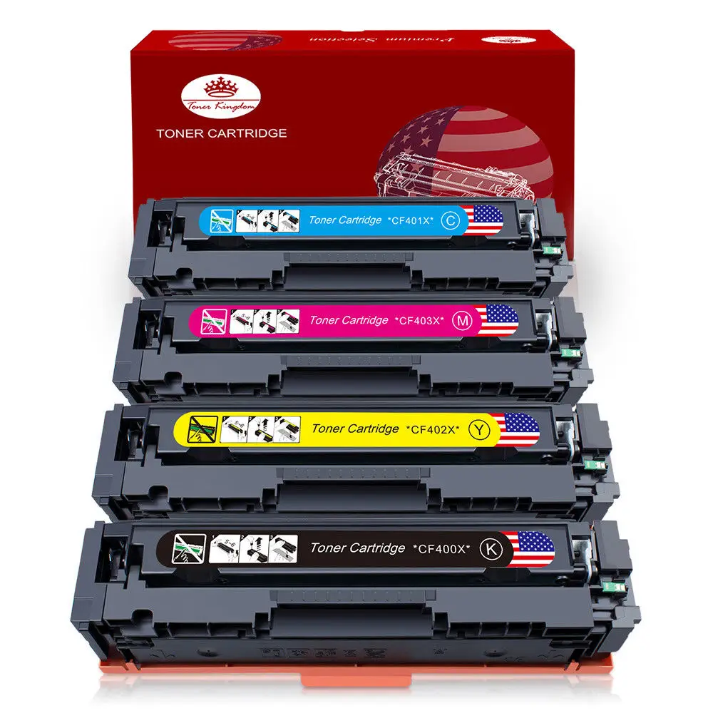 

TONER KINGDOM 4pcs/set CF400X CF401X CF402X CF403X 201X 210A Toner Cartridge For HP Laserjet Pro M252dw M252n M252 Printer