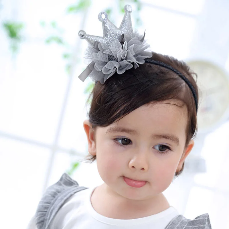 

Hot Korean Children Crown Headdress Elastic Headdress Girls 1PC Silver Rose Red Hot High Quality Birthday Gift