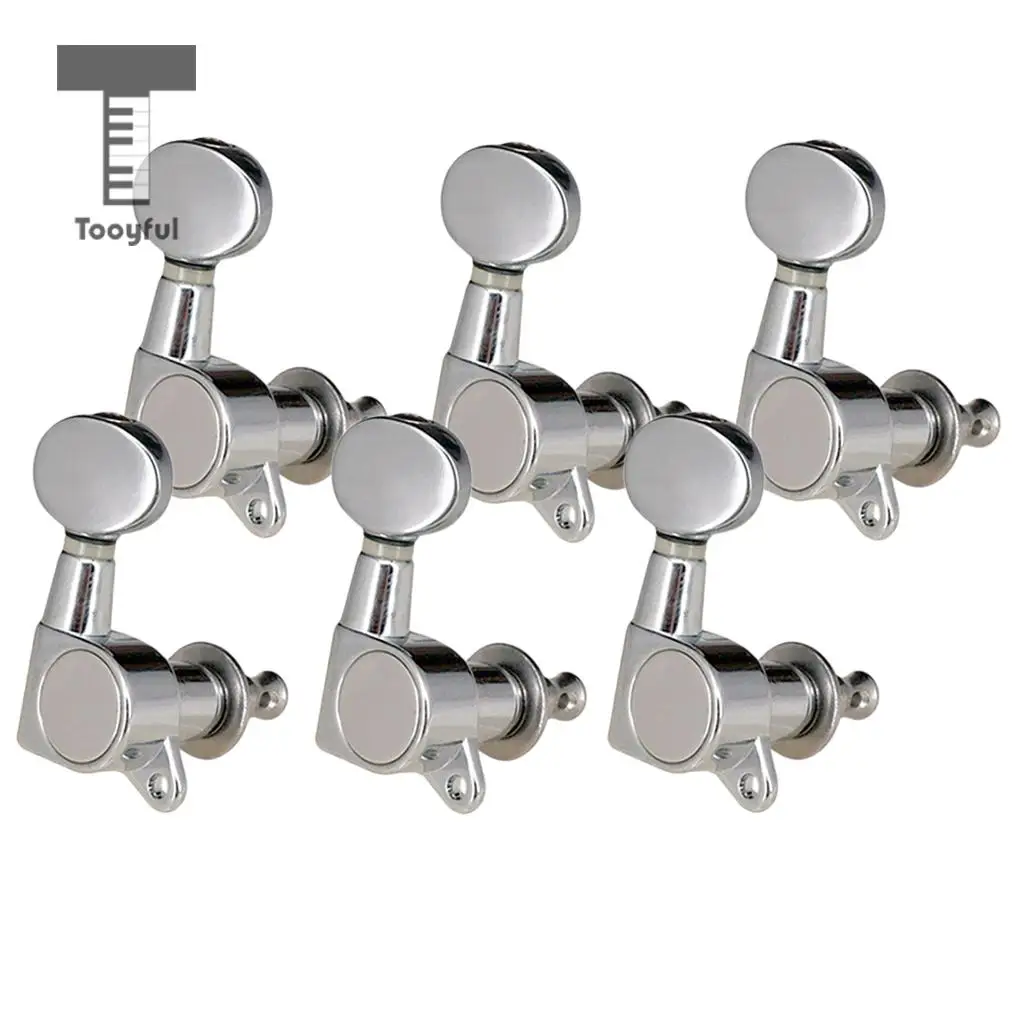 Tooyful 6PCS Guitar String Tuning Pegs Tuners for Acoustic Electric Guitar Musical Instruments 6R Silver