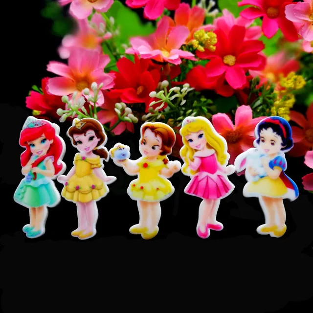 Cheap 50pcs/Lot Baby Princess Ariel Bell Aurora Flat Back Resin Planar Cabochon Cartoon Character DIY Flatback Scrapbooking Accessorie