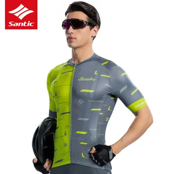 

Santic Anti-sweat Men Cycling Jersey Summer Bicycle Short Sleeve Pro Fit Antislip Sleeve Cuff Road Bike MTB Short M8C02133