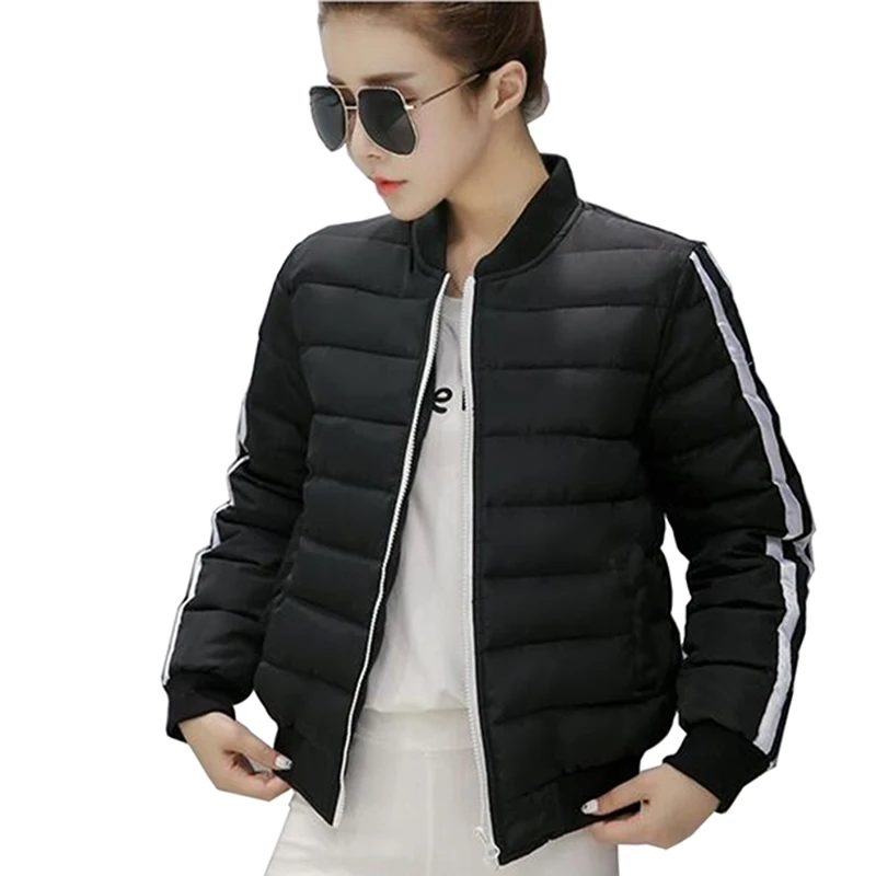 

Winter Jacket Women Parka Mujer 2017 New Plus Size Striped Padded Cotton Short Coat Female Autu mn Overcoat LU365