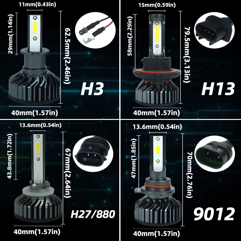 H4 Led Canbus Внешний привод Turbo Led H7 H1 H3 9005 9006 H8 H9 H11 светодиодные фары 80 Вт 12000 лм Мини Размер Автомобильные фары светодиодные лампы