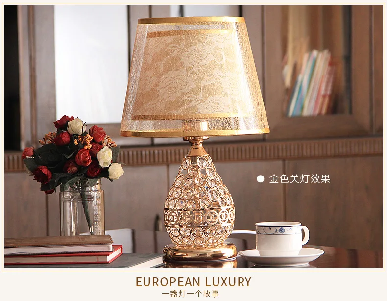 TUDA роскошная хрустальная настольная лампа для спальни, светодиодные настольные лампы золотистого и серебристого цвета, прикроватный светильник, Ночной светильник, домашний декор, светодиодный светильник