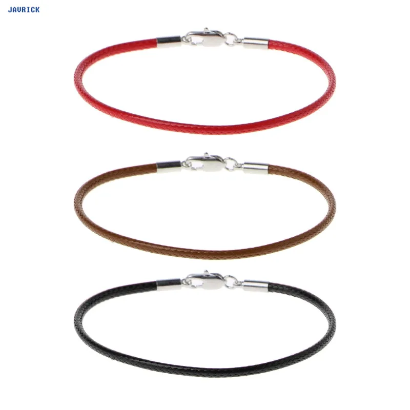 

JAVRICK Braided Leather Bracelet Wristband With Lobster Clasp Charm Beads DIY Jewelry