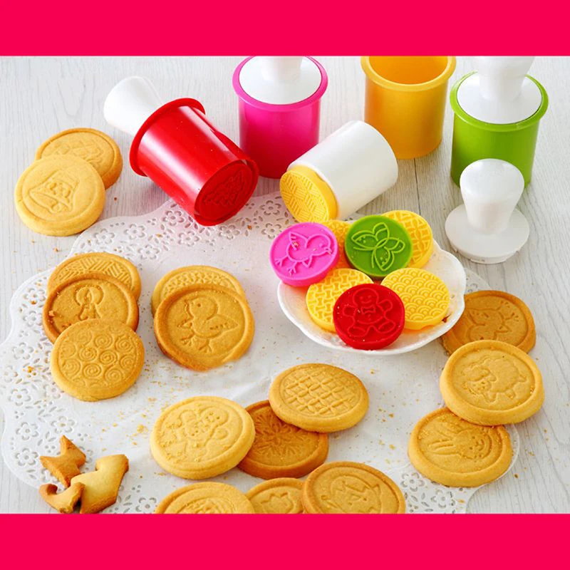 Cookie Mold 6pcs/set Cartoon Stamp Mould Stencil Cutter Circle Press Silicone Baking Cake Decorating Tool | Дом и сад