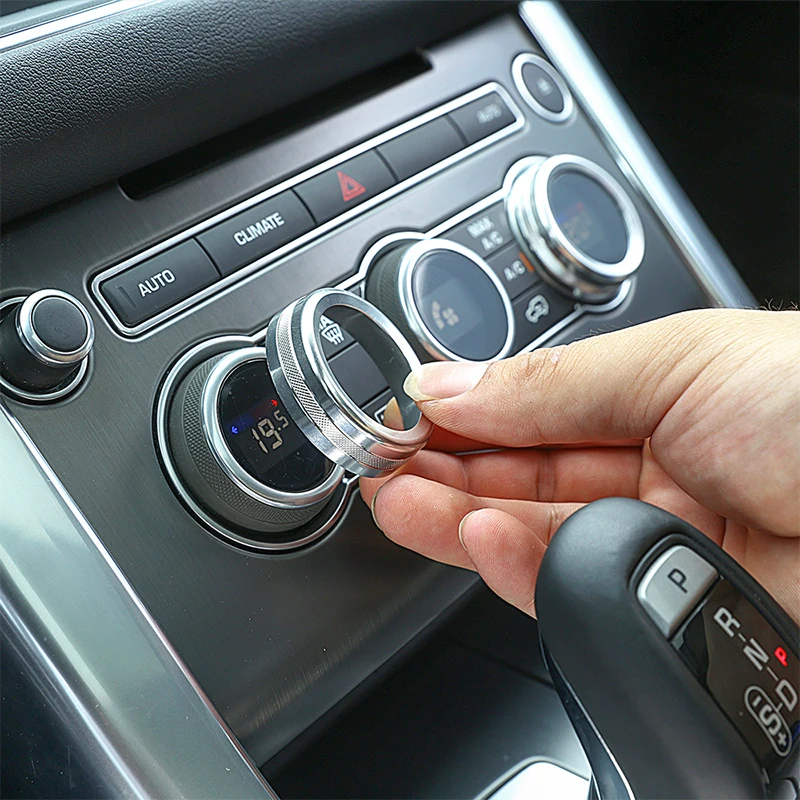 For Discovery Sport 2015 2016 2017 Car Accessories Aluminum Volume and Air Conditioning Knobs Trim 4pcs Silver