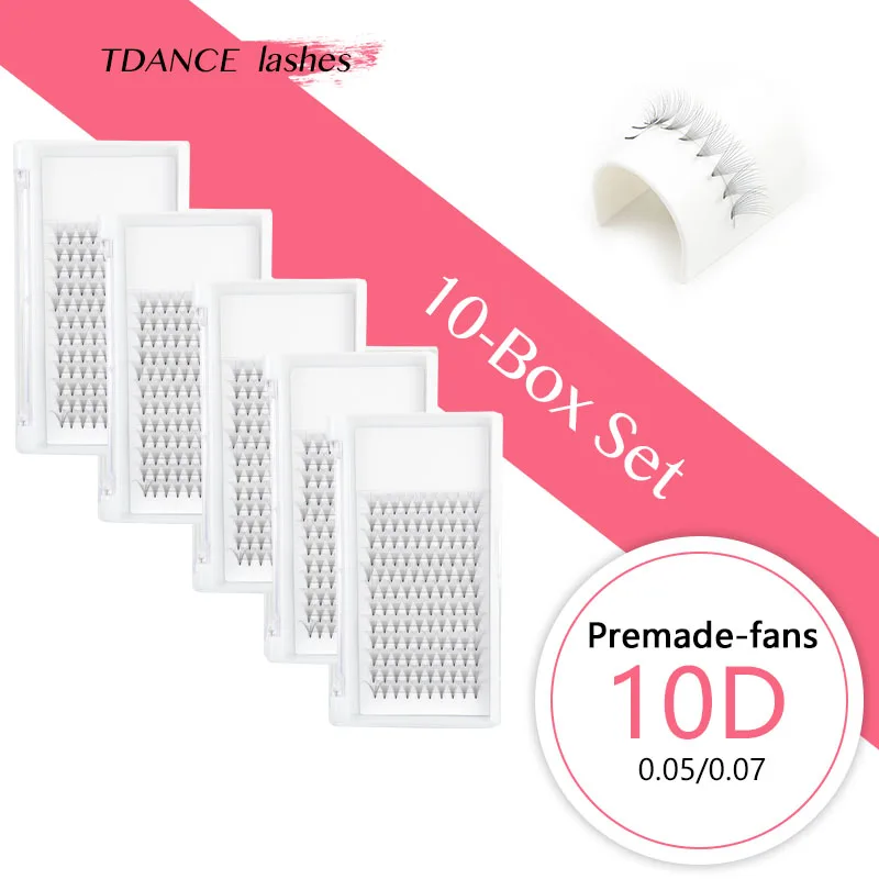 TDANCE 10 tarys/лот 10 D Короткие Стволовые предварительно сделанные вентиляторы 0,05/0,07 ресницы русский объем и удлинение ресниц искусственная норка для ресниц расширение