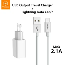 Mcdodo EU адаптер USB зарядное устройство 2.1A Быстрая зарядка для samsung Xiaomi Универсальное зарядное устройство для телефона с кабелем для iPhone type C Micro