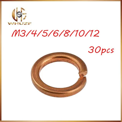 copper washer 30pcs DIN127 M3 M4 M5 M6 M8 M10 M12 Red Bronze Copper Brass Gasket Ring Split Spring Lock Washer | Обустройство дома