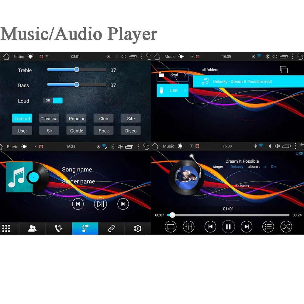  Car MP5 Player In Dash Head Unit Video Music 2 Din 7 Inch 1GB RAM 16GB ROM Touch Screen Bluetooth S