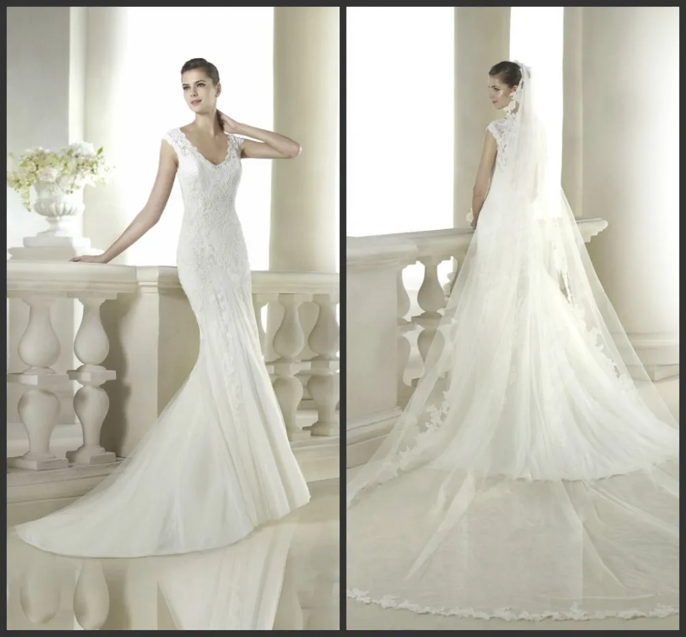Скидка Белый/Слоновая Кость Русалка Свадебное Платье Vestidos де novia 2016 Robe de Mariage