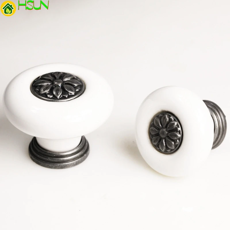 Furniture Handles Chic Ceramic Knobs Cabinet Dresser Drawer Furniture Knob White Black