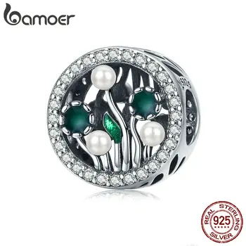 

BAMOER Spring Collection 925 Sterling Silver Luminous Flower Sea Clear CZ Beads fit Bangles Bracelets DIY Jewelry SCC1094