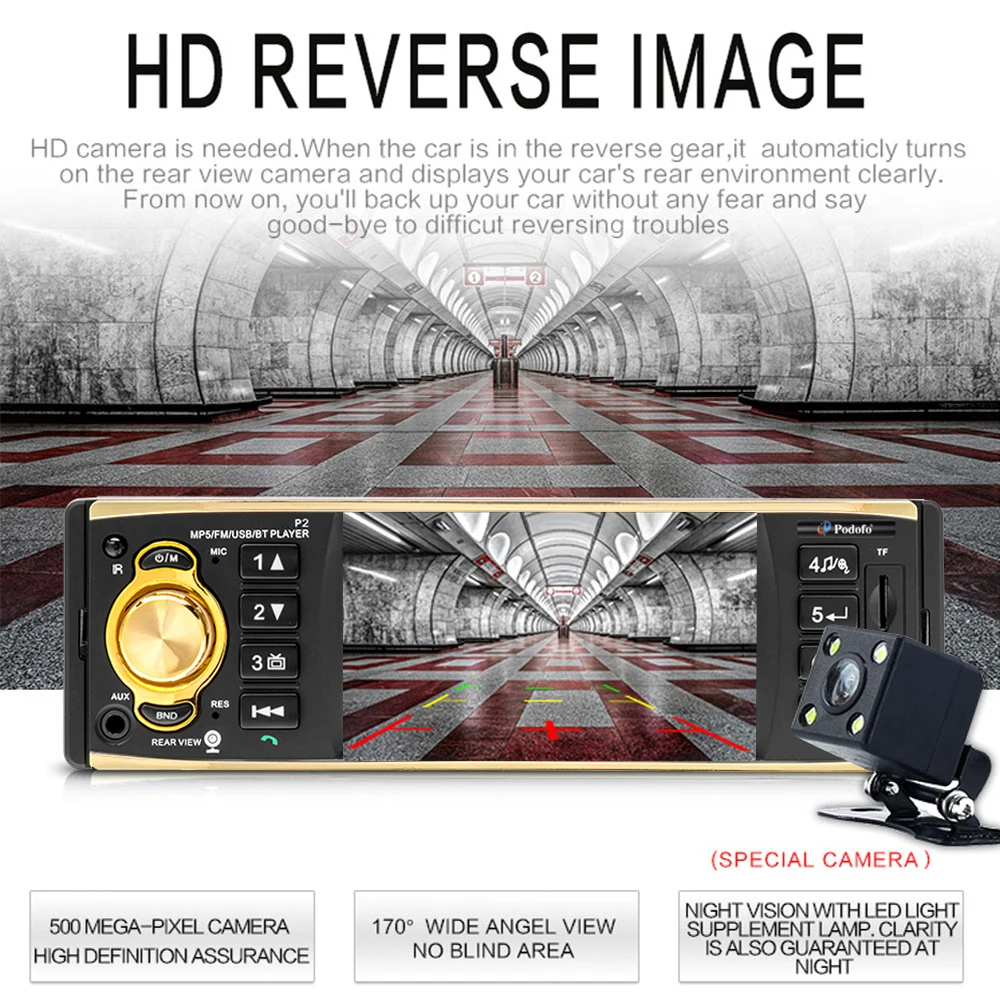 Цена Podofo 1 Din автомагнитола 4 TFT экран аудио стерео MP3 аудио плеер Bluetooth Авторадио дистанционное управление USB FM In dash 1din аудио